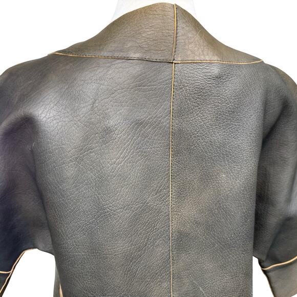 Marni Lamb Leather Cropped Short Skeeve Open Light Jacket Gray Size EU 38 US 6 - Picture 6 of 10